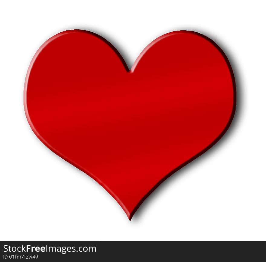 Red heart on white background. Abstract illustration