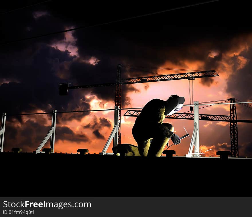 Silhouettes on a background of the sky