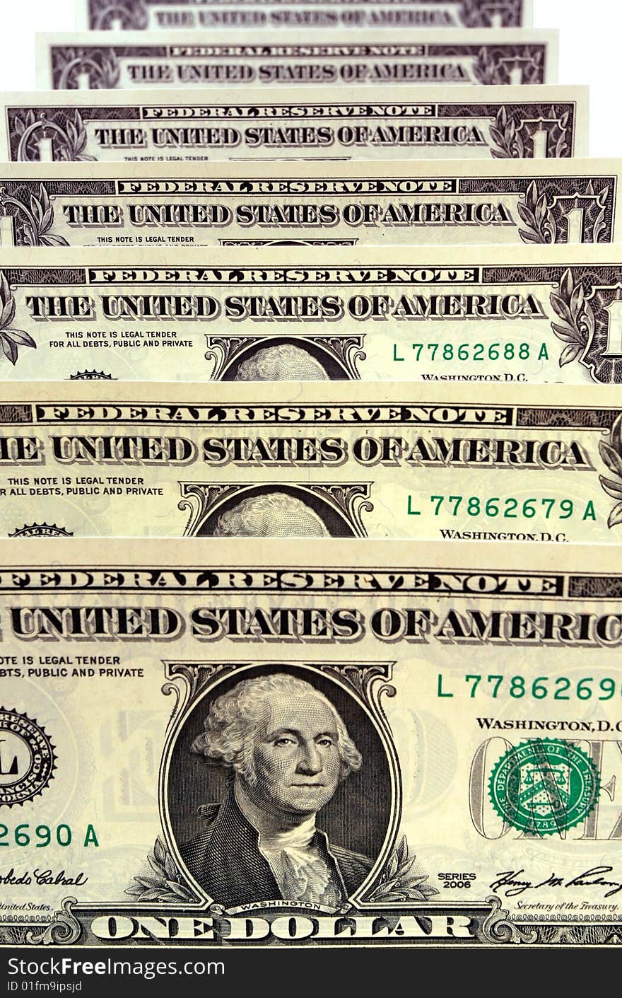 Dollar Bills Standing Up