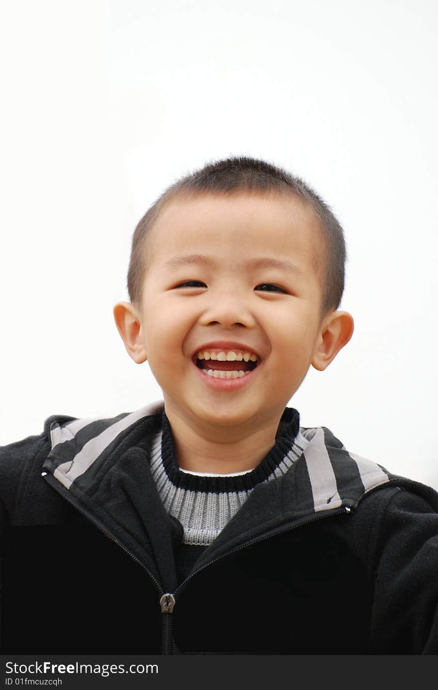 Cute Asian Boy with sweet smile over white background. Cute Asian Boy with sweet smile over white background