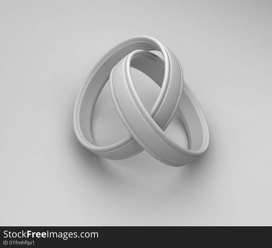 Two wedding ring on a grey background 3D. Two wedding ring on a grey background 3D