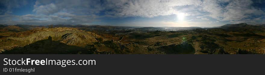 360 Panoramic view from Black Crag, Lake District, England