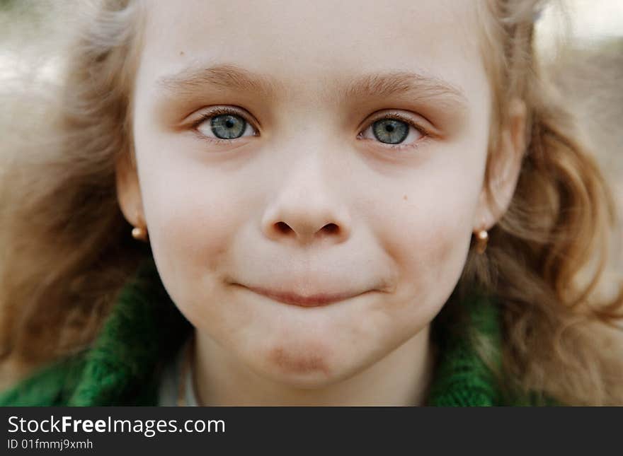 Portrait of the cheerful little girl