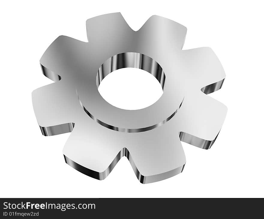 Chrome metal gear isolated on white