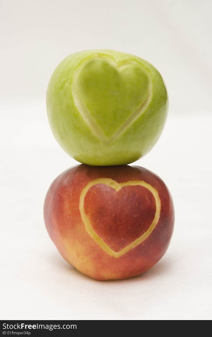 Apples with hearts