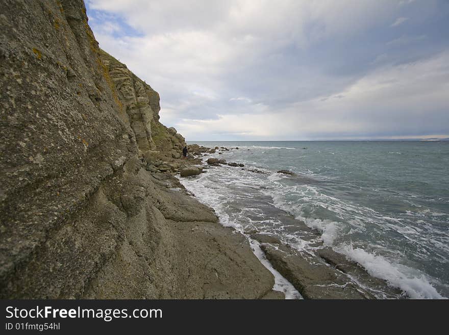 Rocky coast near aegean sea