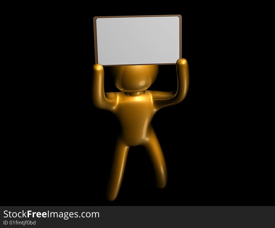 icon figure with blank message board