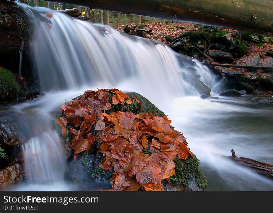 Autumn waterfall in bohemia