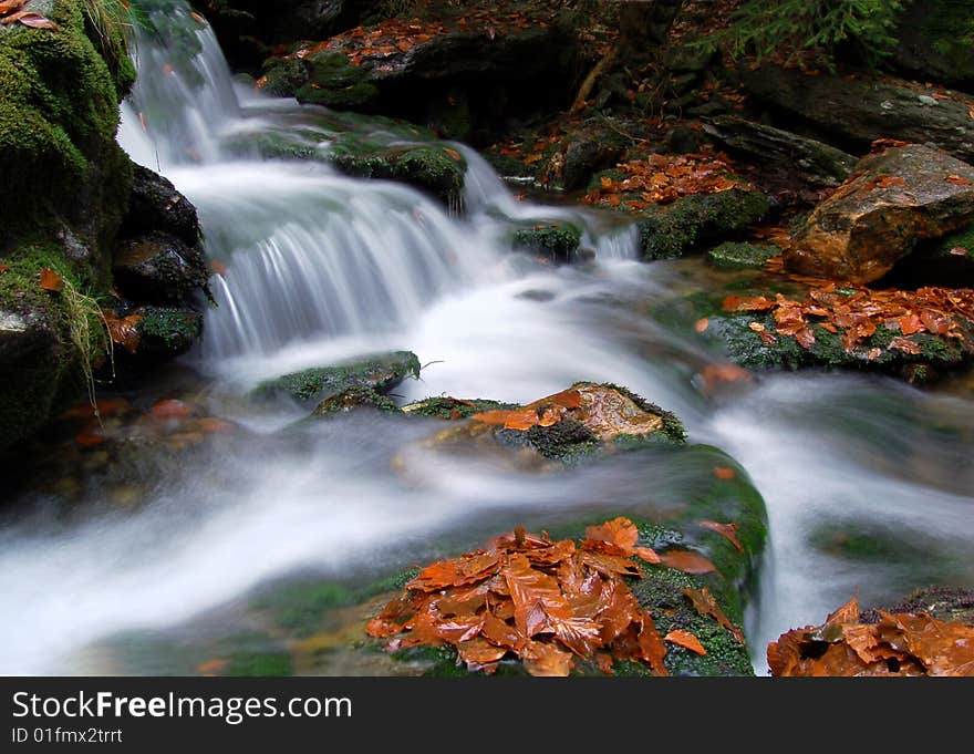 Autumn waterfall in bohemia