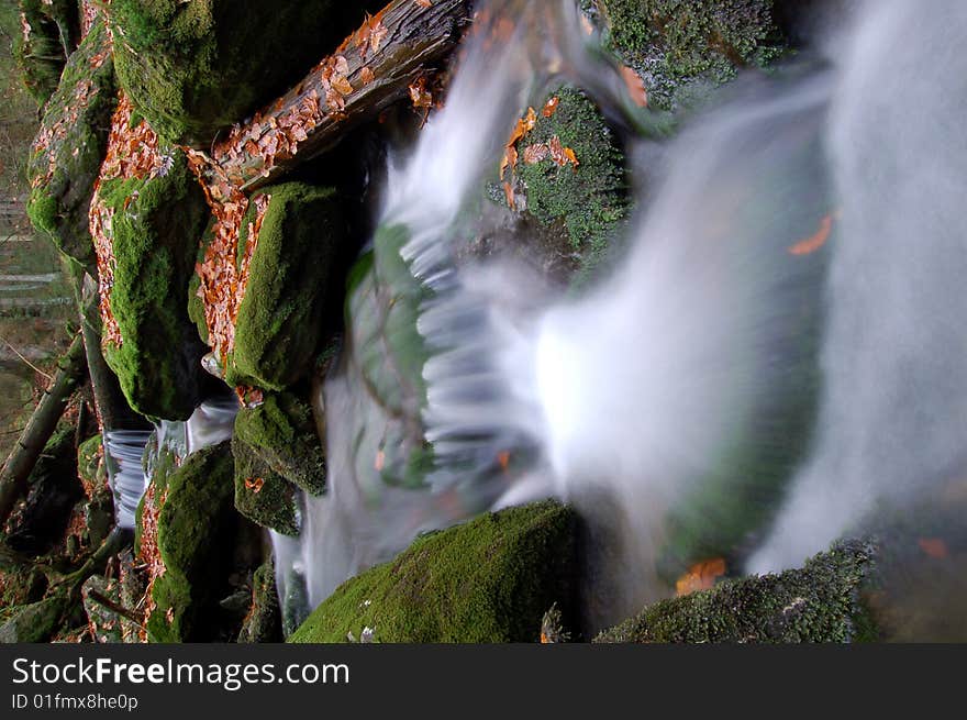 Autumn waterfall in bohemia