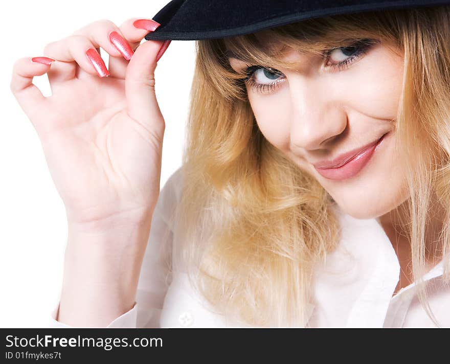 Smiling woman with a hat