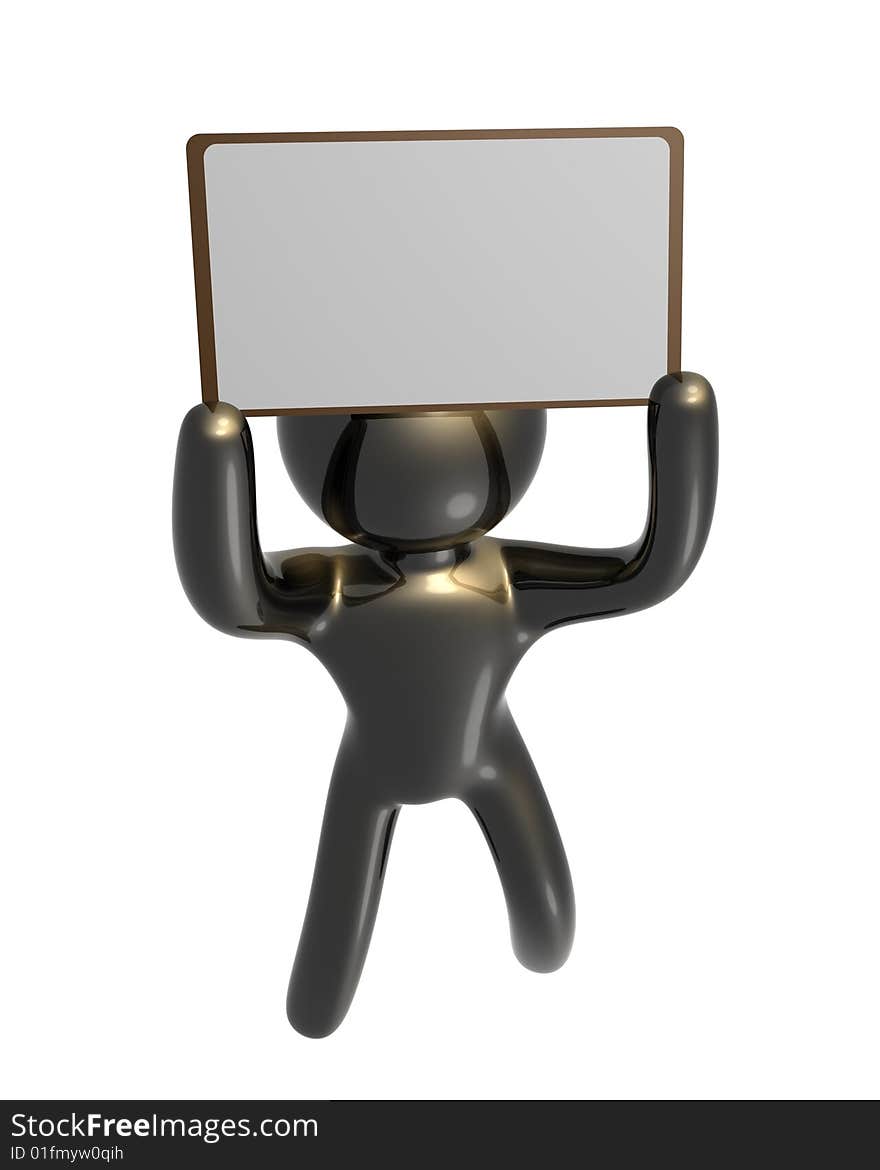 Pletinum icon figure with blank message board