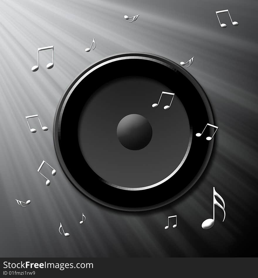 Illustration music speakers music key