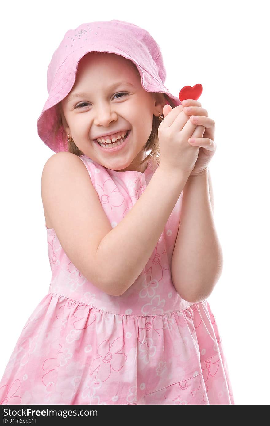 Girl holds a red heart in a hands. Girl holds a red heart in a hands