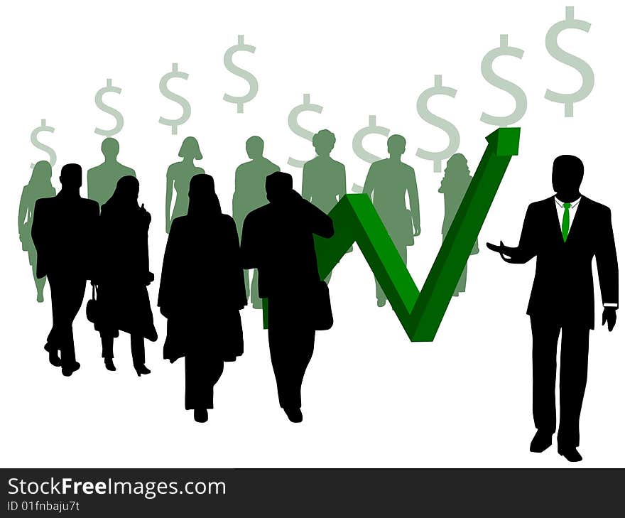 Illustration of business people, green