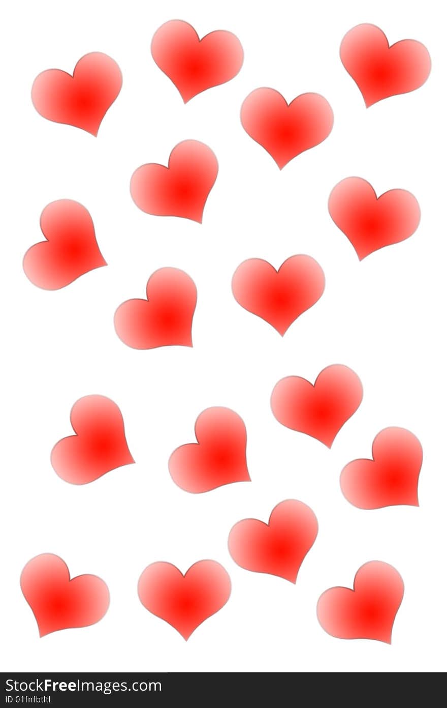 Red hearts white background isolated