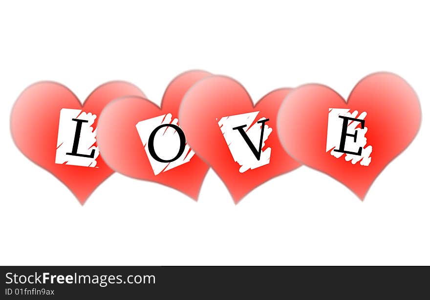 Red heart white background isolated