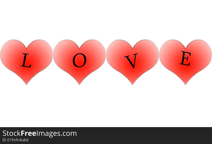 Red hearts white background isolated