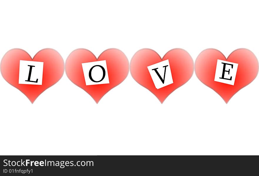 Red hearts white background isolated