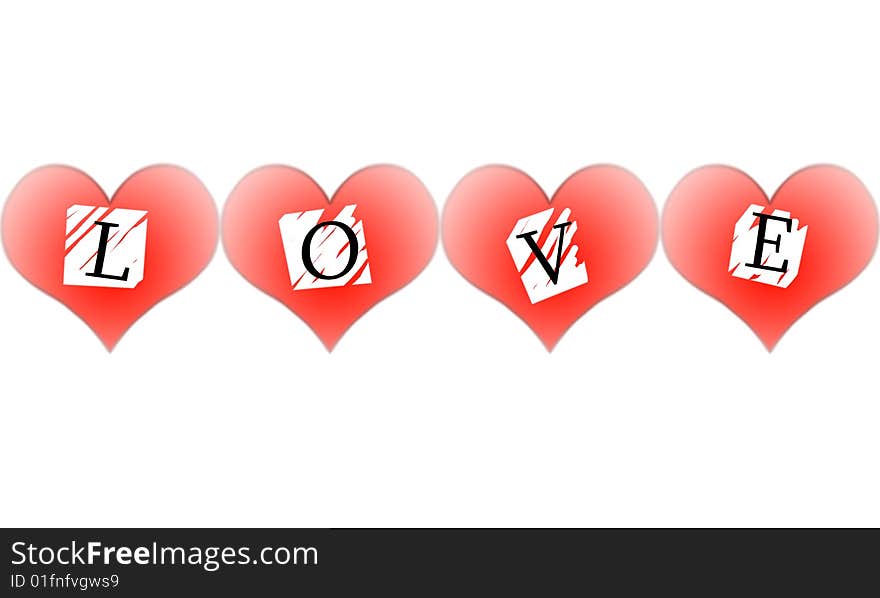 Red hearts white background isolated