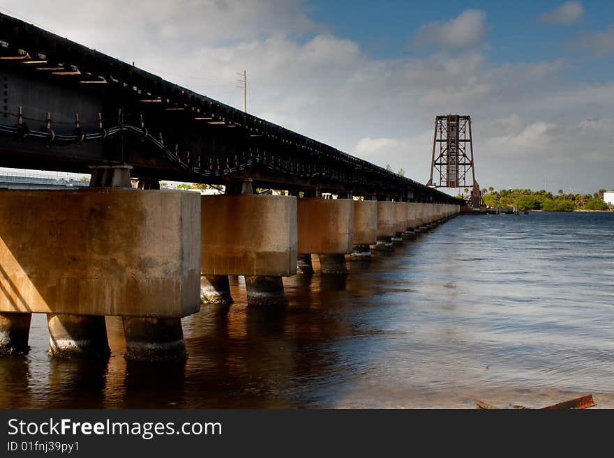 Railroad Bridge Across River