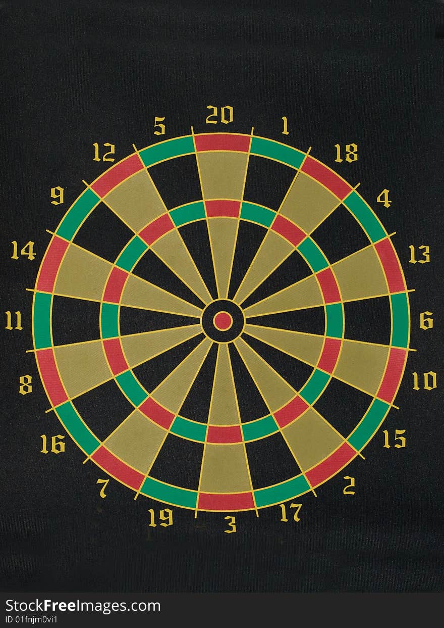 Dart board with numbers around outside