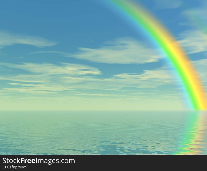 Beautiful rainbow over the sea. Beautiful rainbow over the sea