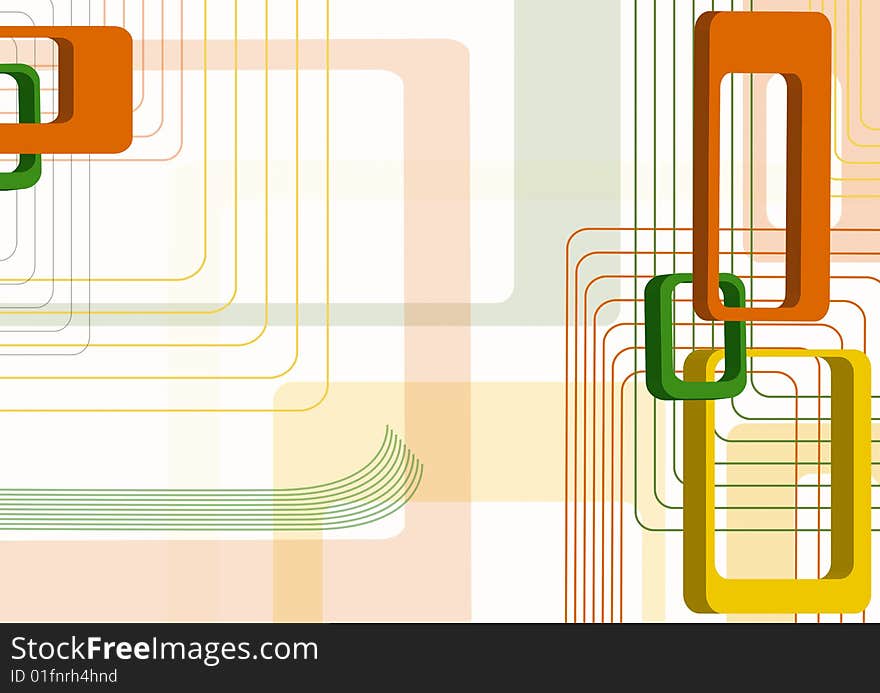 Abstraction from rectangles. Orange, yellow, green. Vector