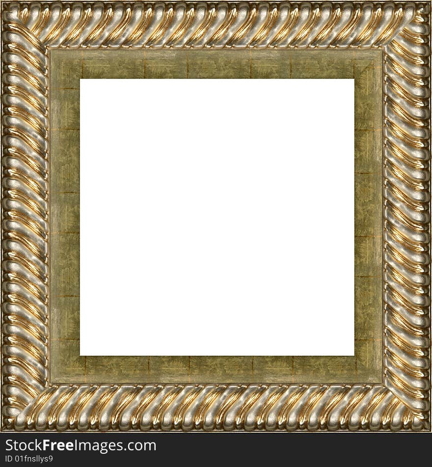 A picture gold frame on a white. A picture gold frame on a white