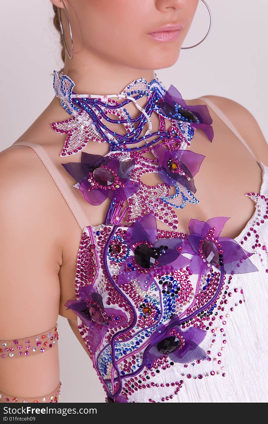 Close-up of beautiful dancer in dress