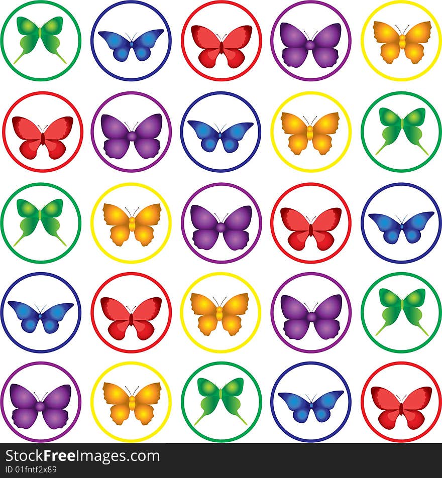 Vector illustrations with colorful butterflies repetition. Vector illustrations with colorful butterflies repetition.