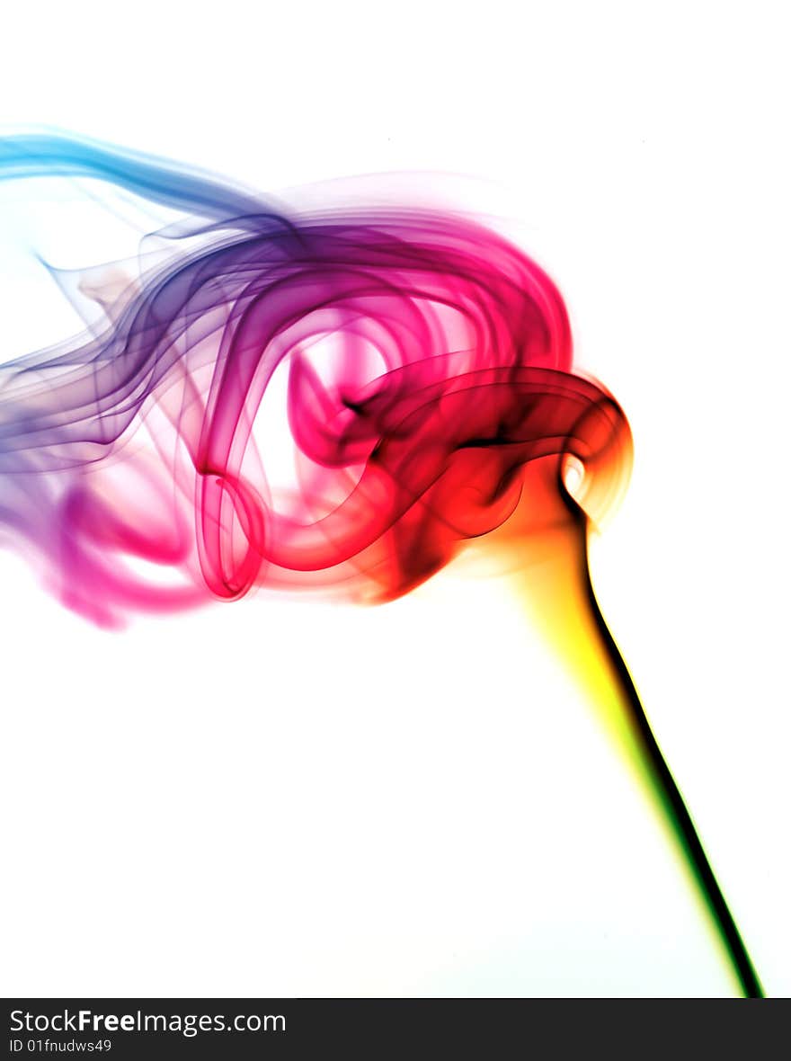 Colorful Rainbow Smoke isolated on white.