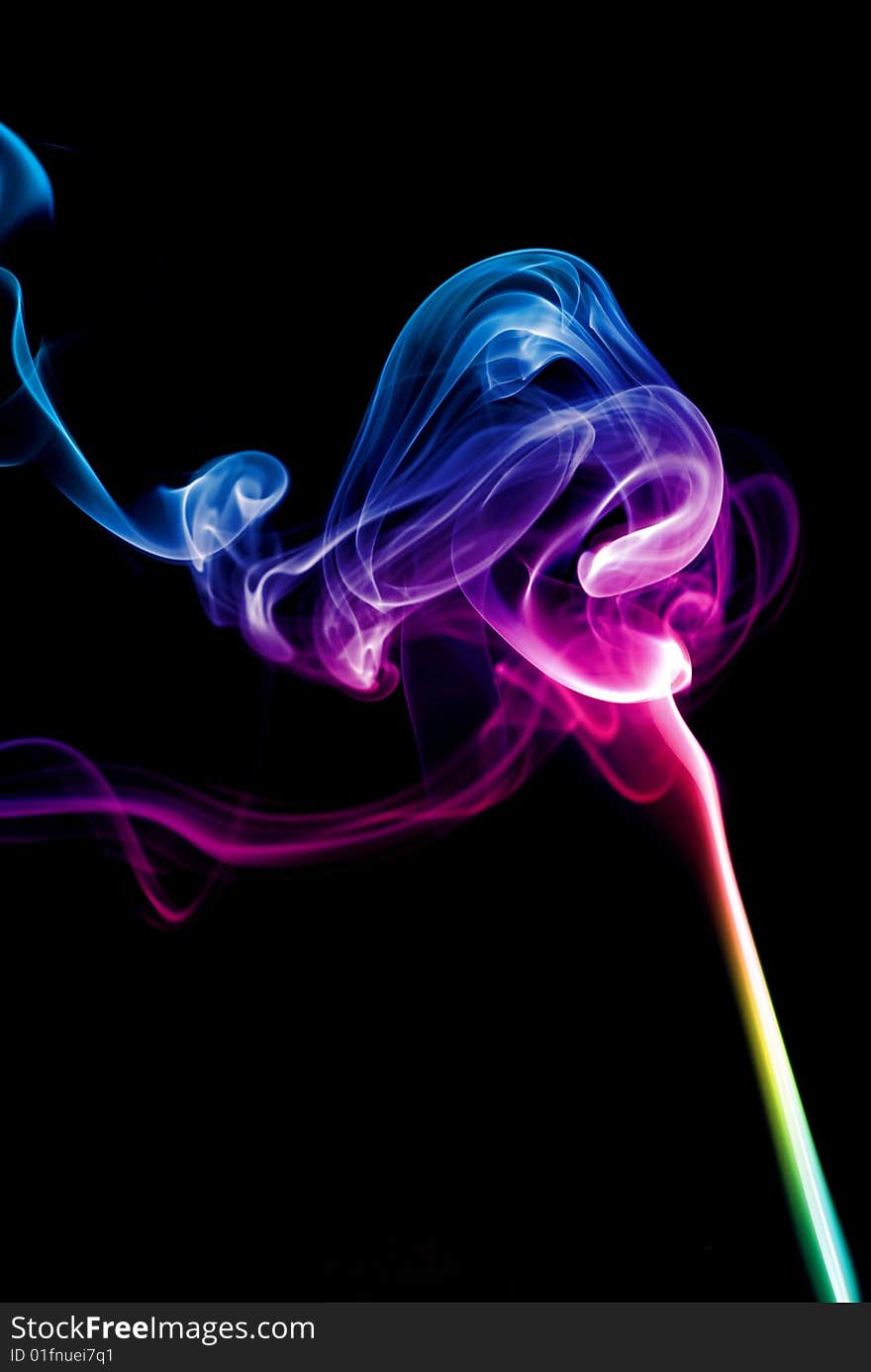 Colorful Rainbow Smoke isolated on white.