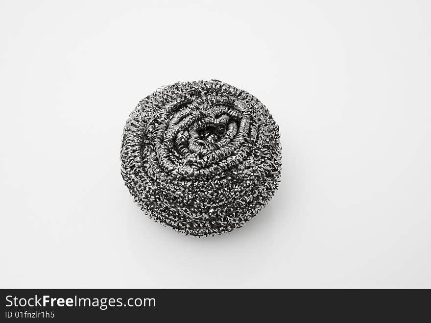 Steel wool on white with drop shadow