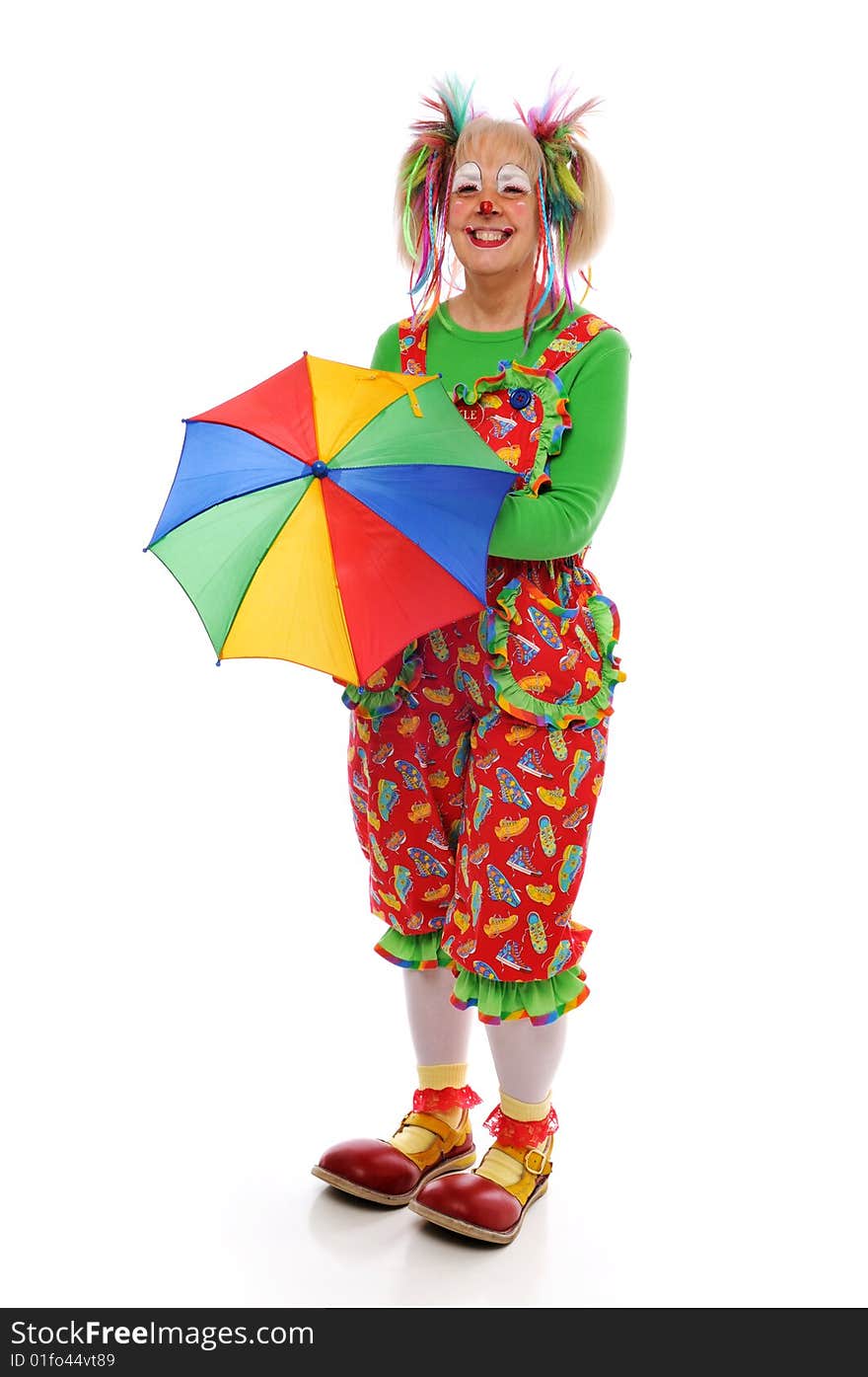 Clown with umbrella