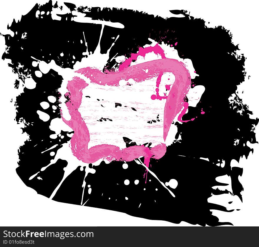 Pink frame on the dark grunge style background. Pink frame on the dark grunge style background