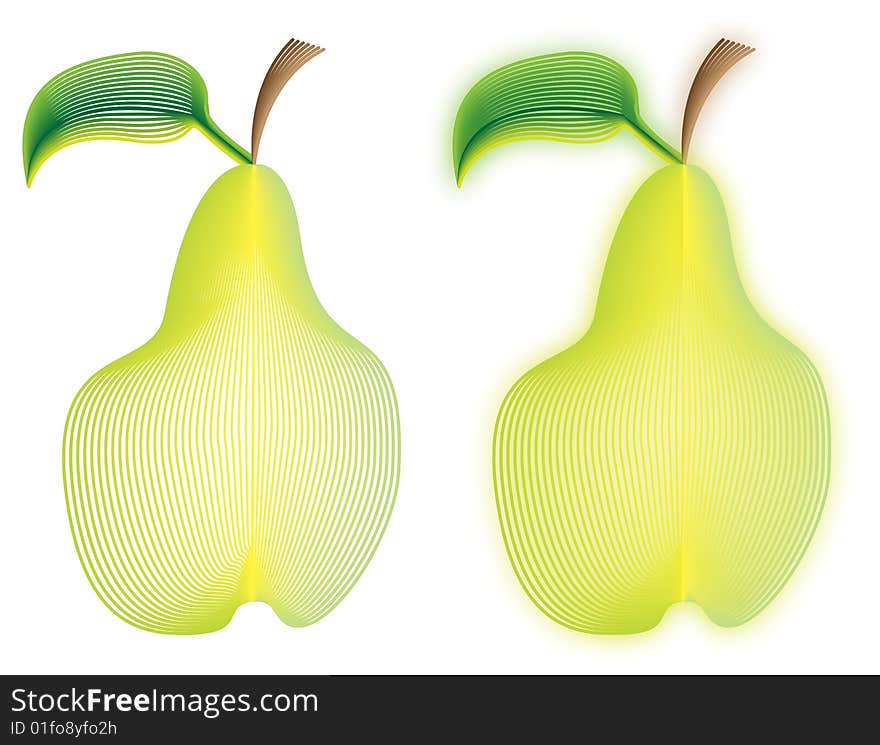 A drawing of two pear with a parallel linear technique. A drawing of two pear with a parallel linear technique.