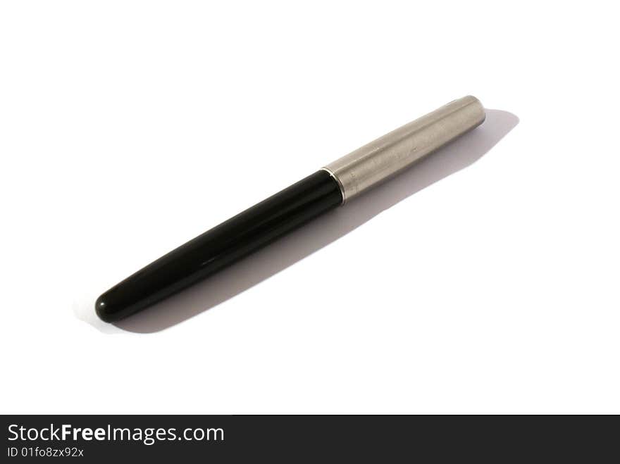 Black ink pen isolated on white background