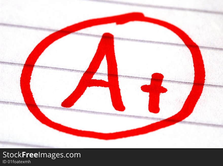 Commendable mark on the test - A +. Commendable mark on the test - A +