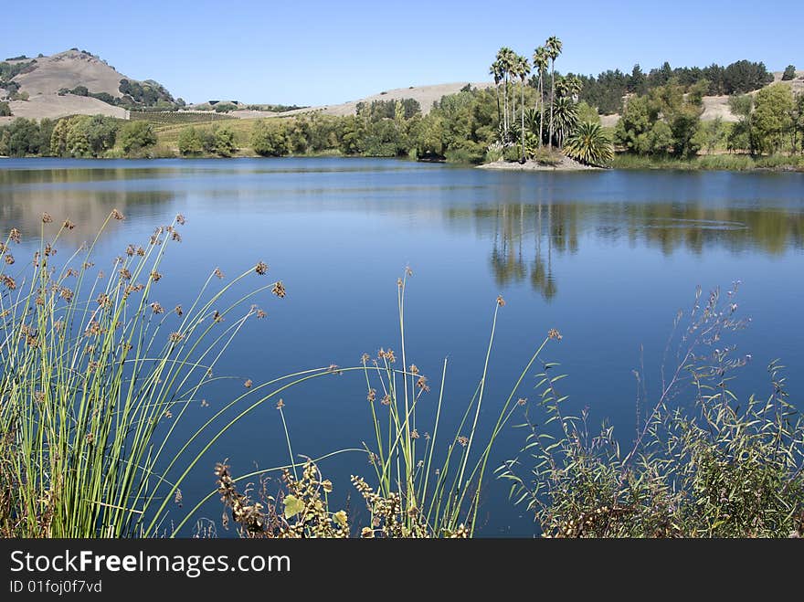 Tranquil blue lake