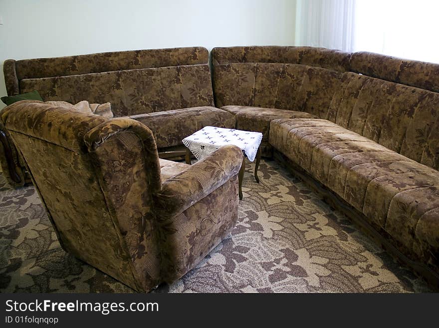 Two beds/sofas,one chair,and a coffee table. Two beds/sofas,one chair,and a coffee table