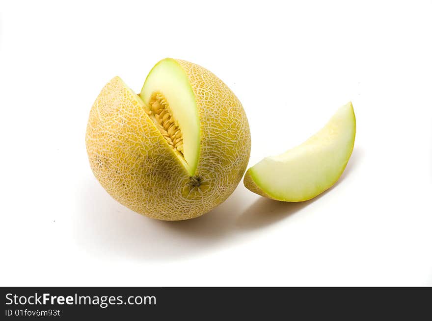 Fresh cuted melon on the white background