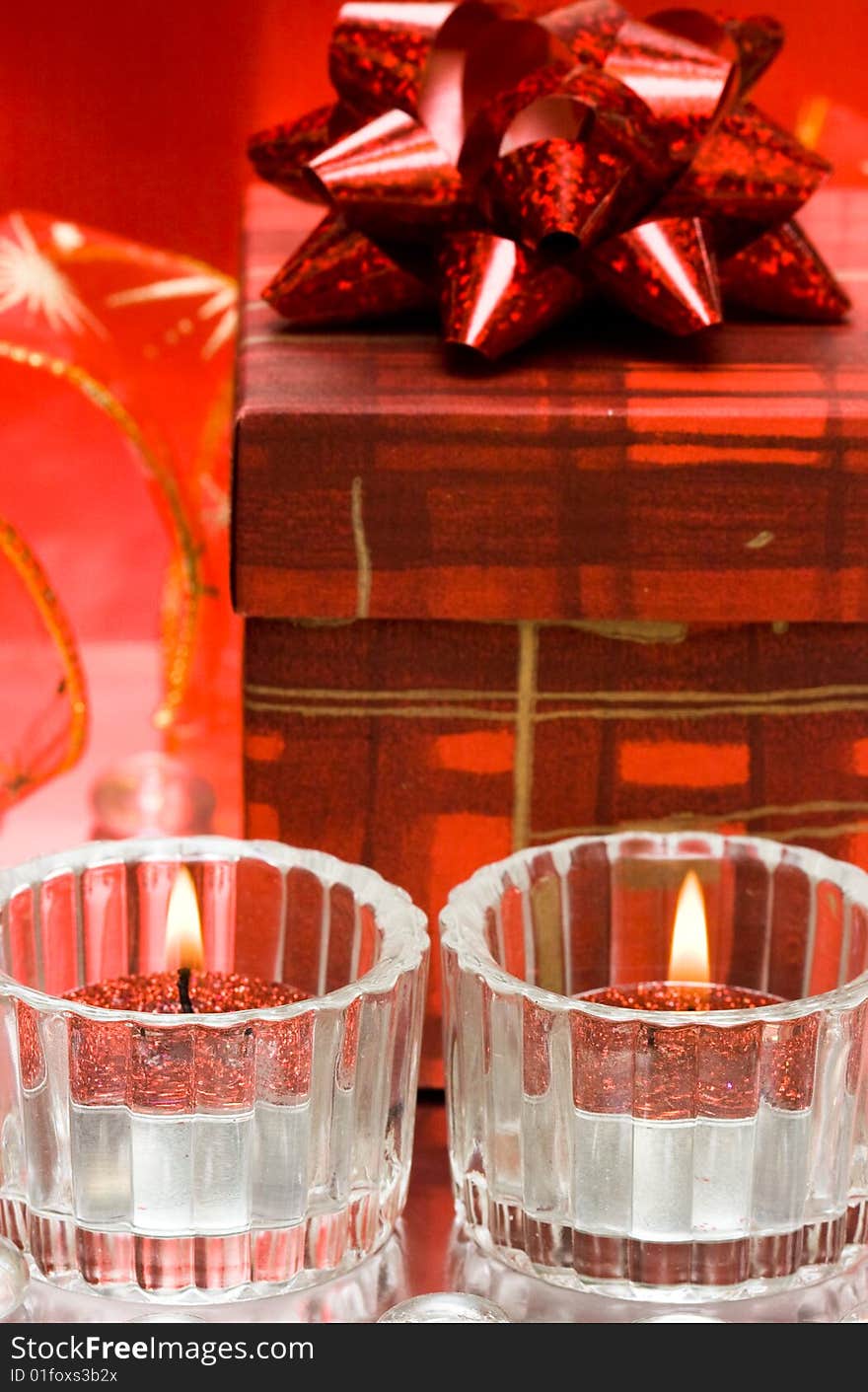 Festive candles with gift box