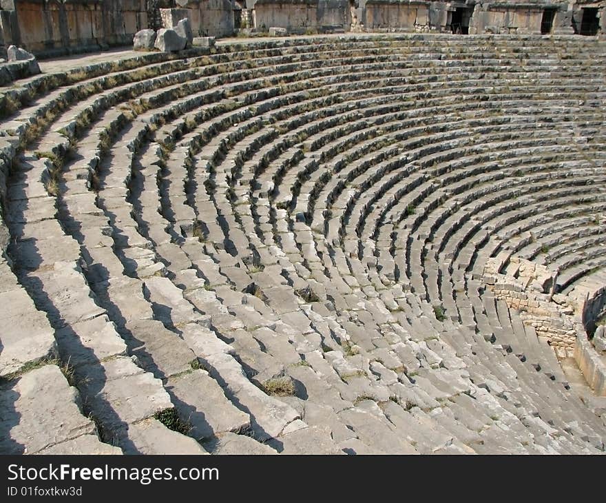 Ancient theater ruins in Myra, Turkey