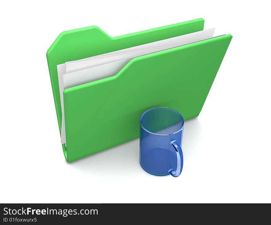 3d folder illustration on white background