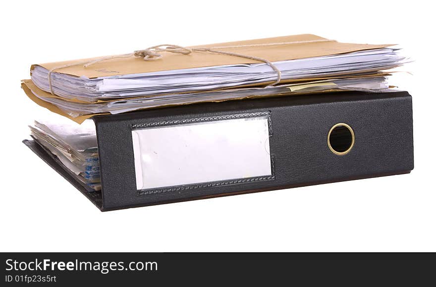 Files and papers isolated against a white background