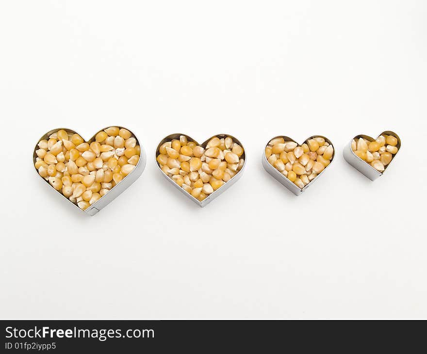 Heart of corn 	
isolated on a white background