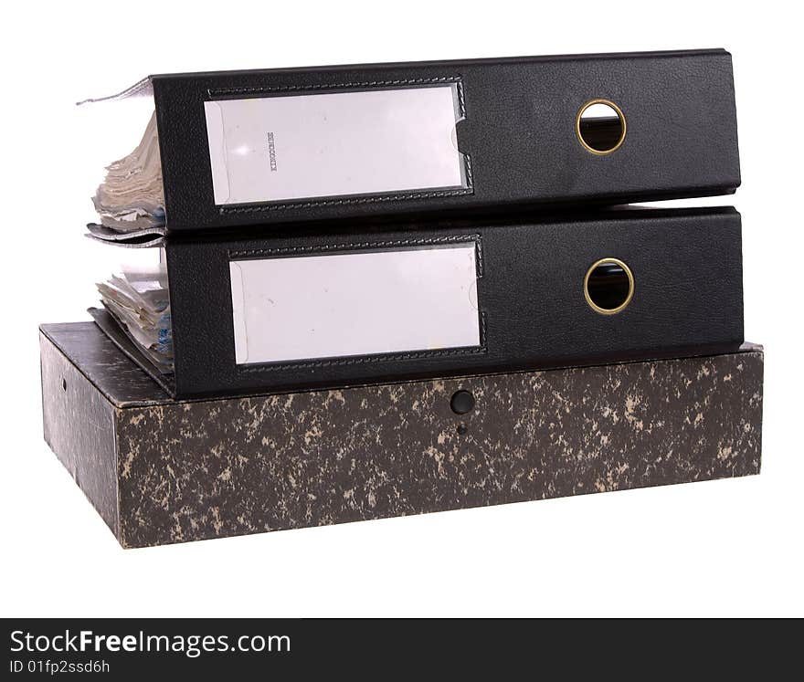 Files and papers isolated against a white background