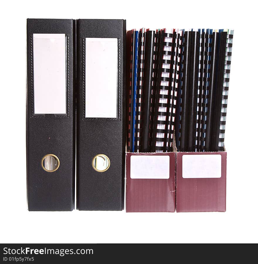 Files and papers isolated against a white background