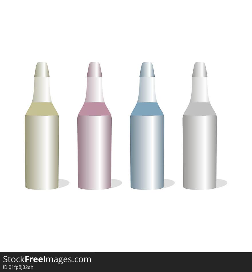 Vector illustration of isolated aluminum bottles set